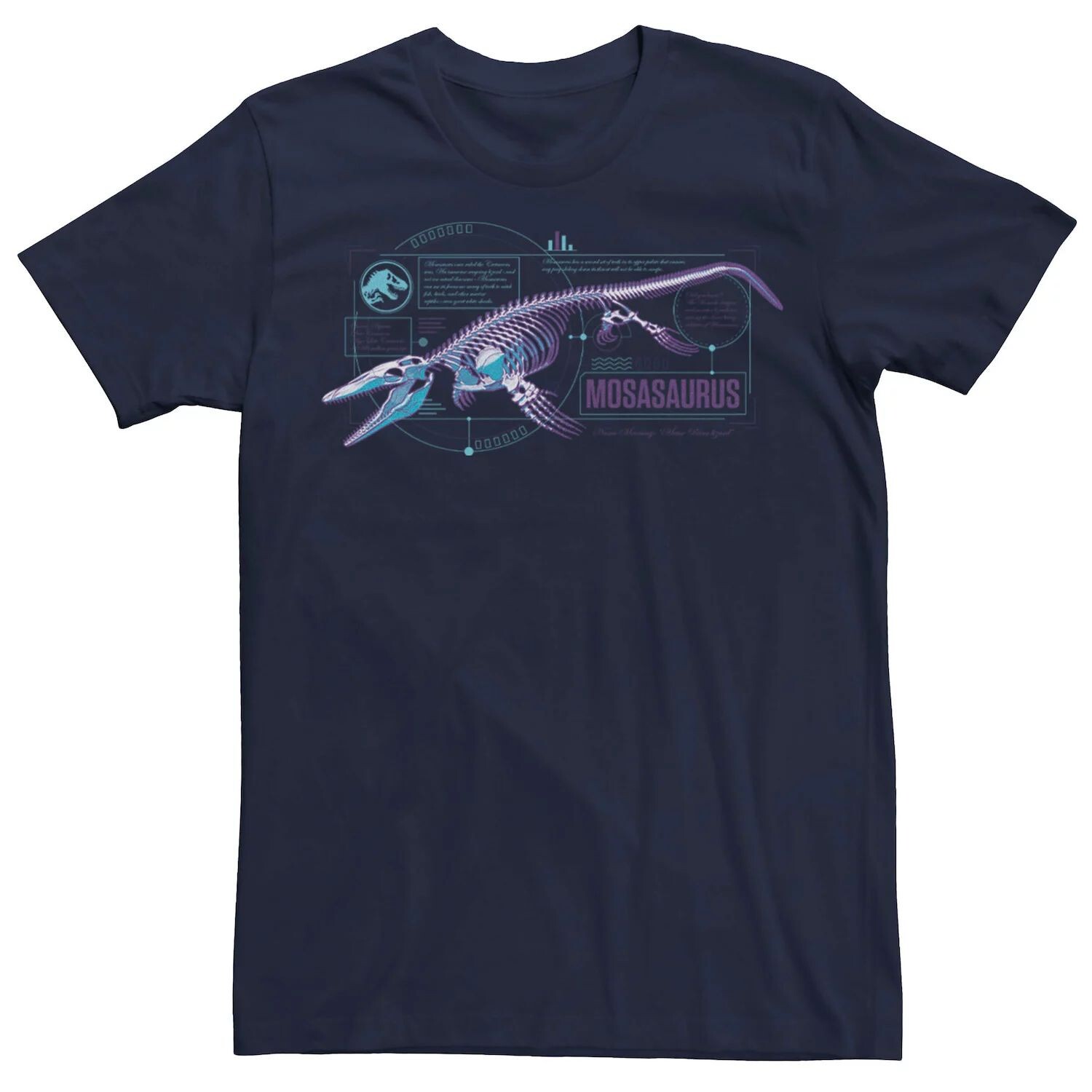 

Мужская футболка Jurassic World Mosasaurus Skeleton X Ray, Синяя Licensed Character, синий