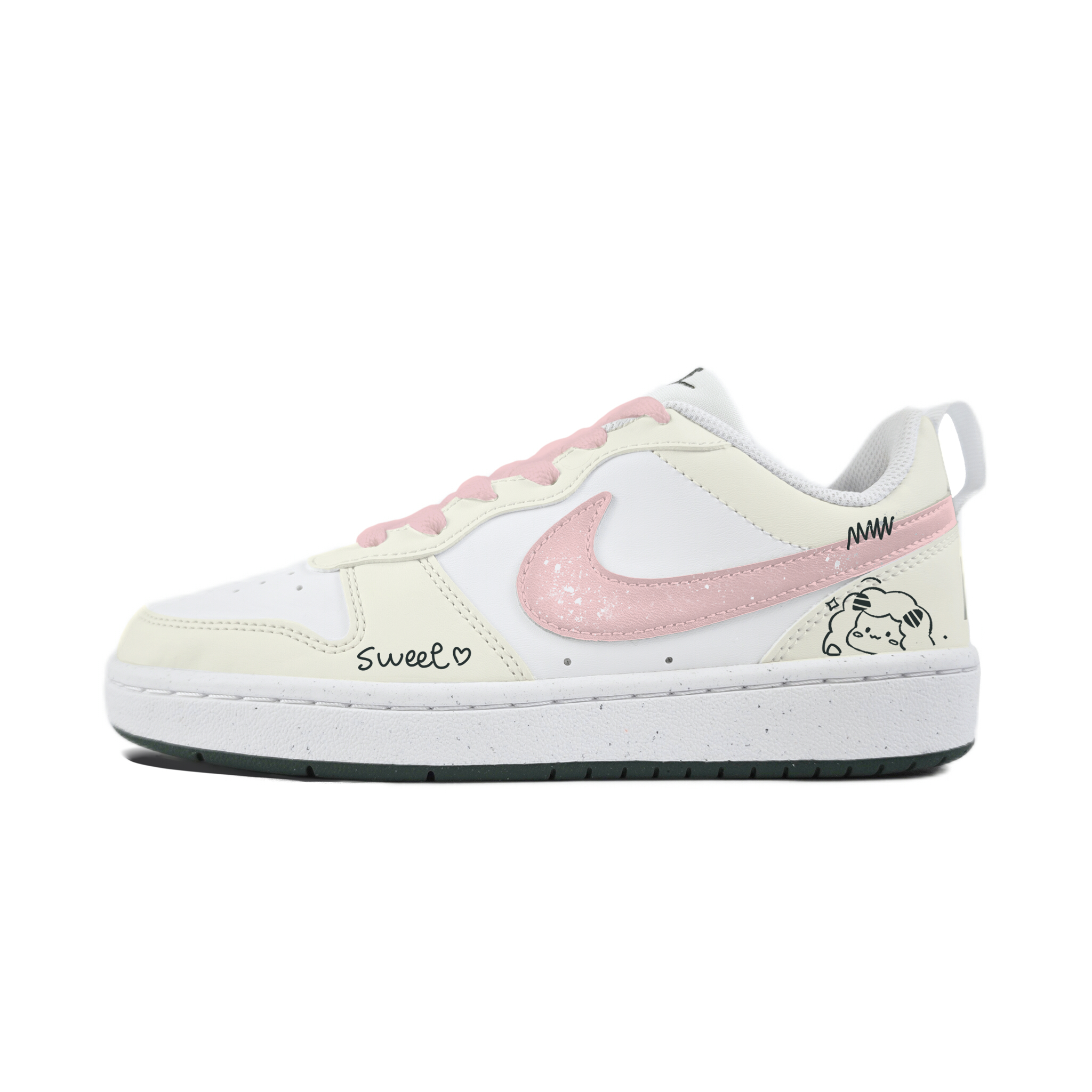 

Nike Детские кроссовки для скейтбординга Court Borough, желтые, с защитой от плесени, износостойкие, с низким верхом, белые, розовые, подростковые