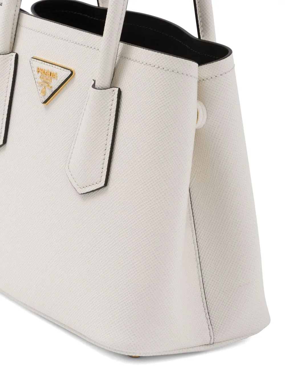 Сумка-тоут Double из сафьяновой кожи Prada, белый — фото 4