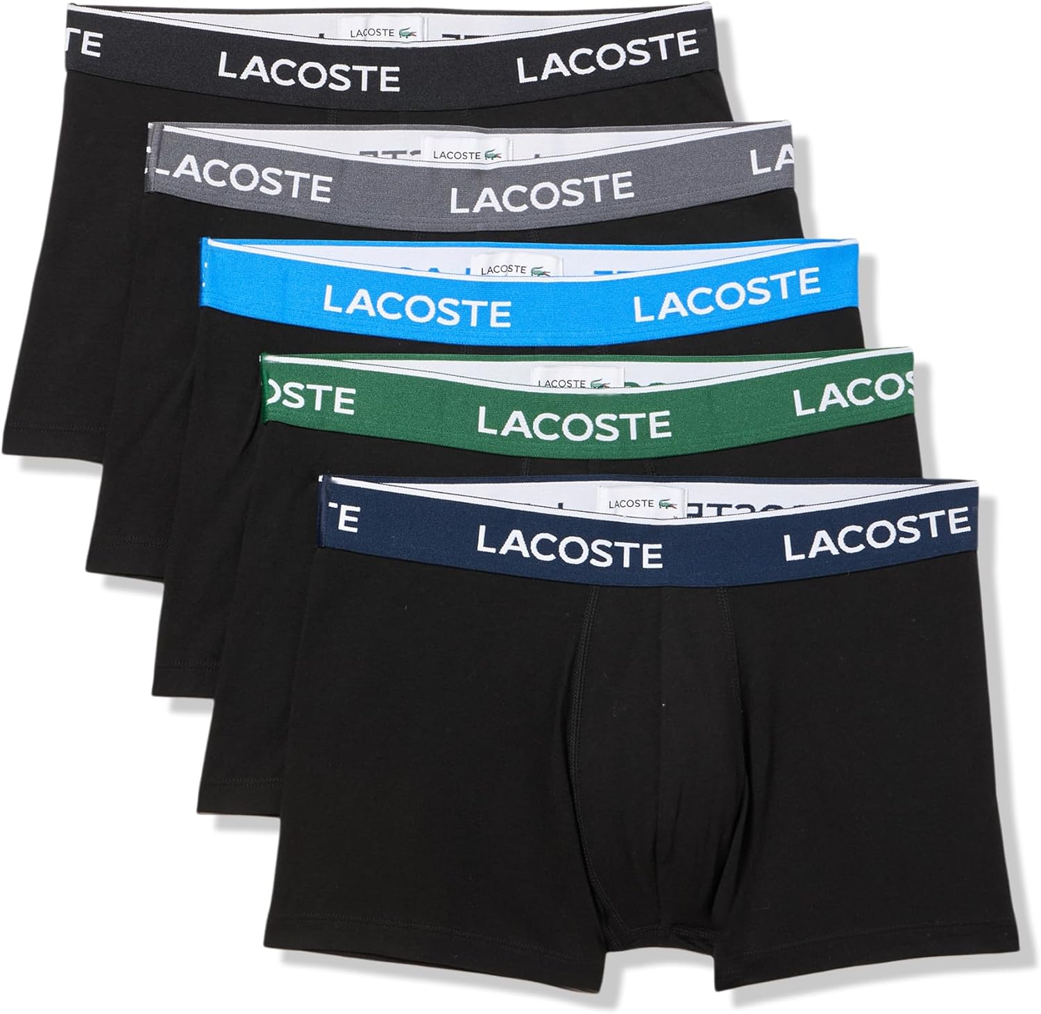 

Lacoste мужские хлопковые эластичные трусы Essentials, 5 штук (Amazon Exclusives), Black/Graphite/Green/Kingdom/Navy Blue