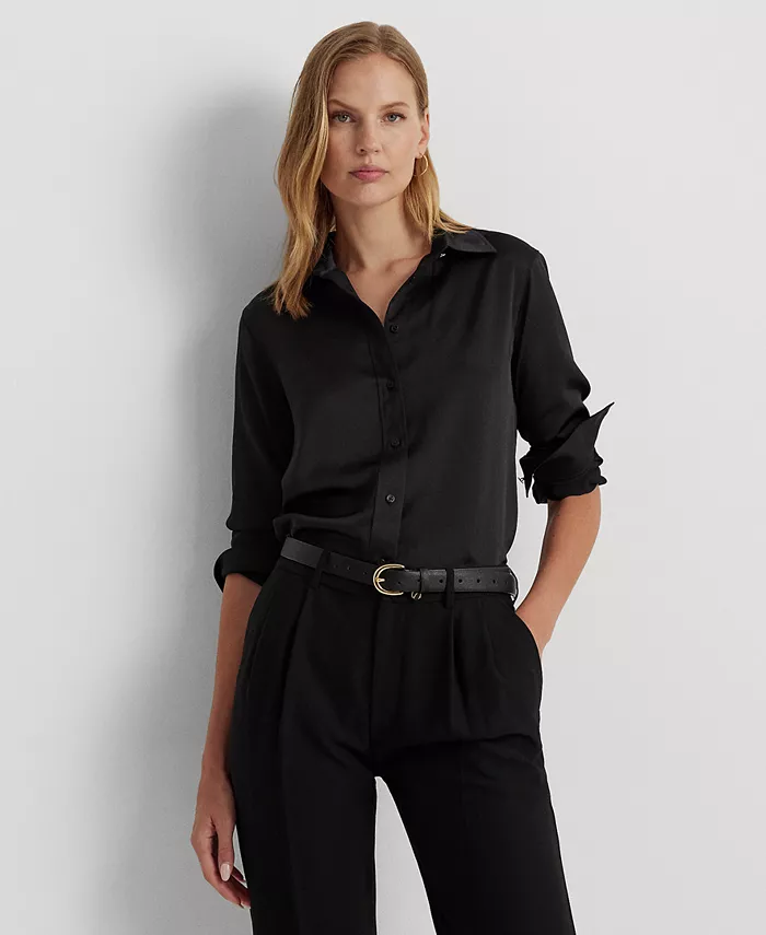 

Женская рубашка из сатинового шармуза Lauren Ralph Lauren, черный