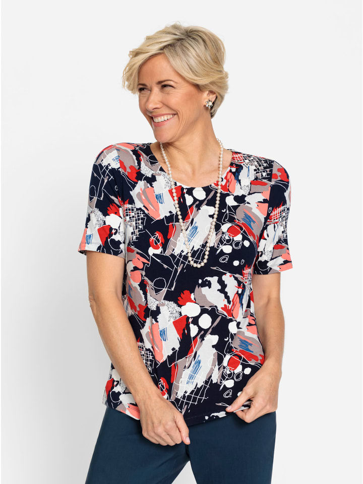 

Рубашка с круглым вырезом в темно-синем и коралловом цвете WITT WEIDEN