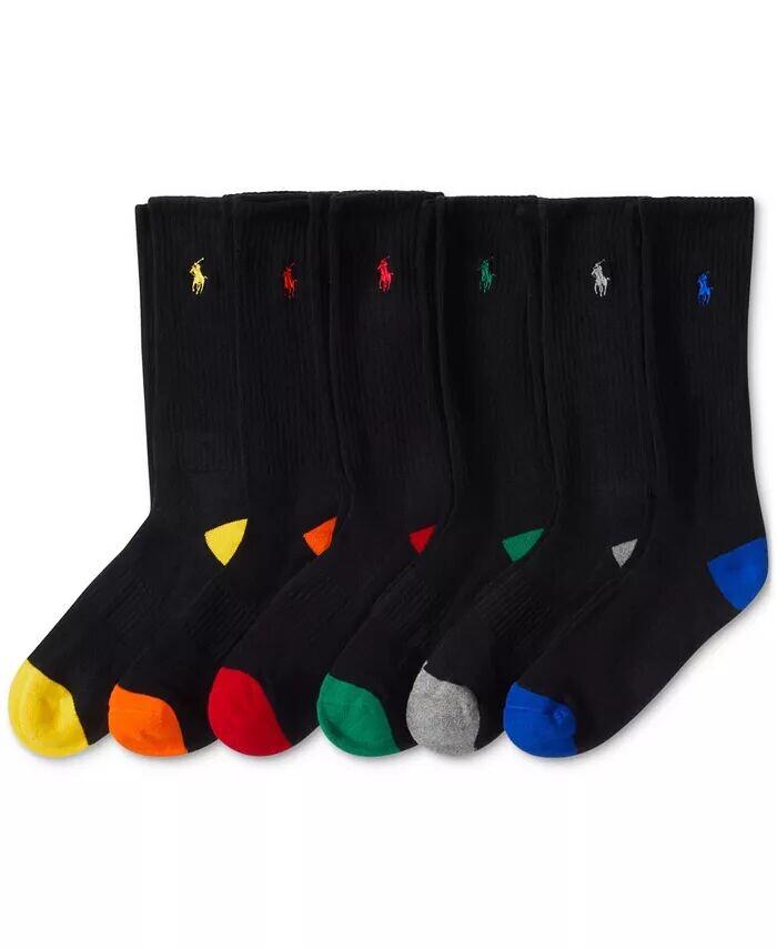 Мужские носки Performance Colored Heel Toe Crew Socks, 6 пар Polo Ralph Lauren, мультиколор — фото 2