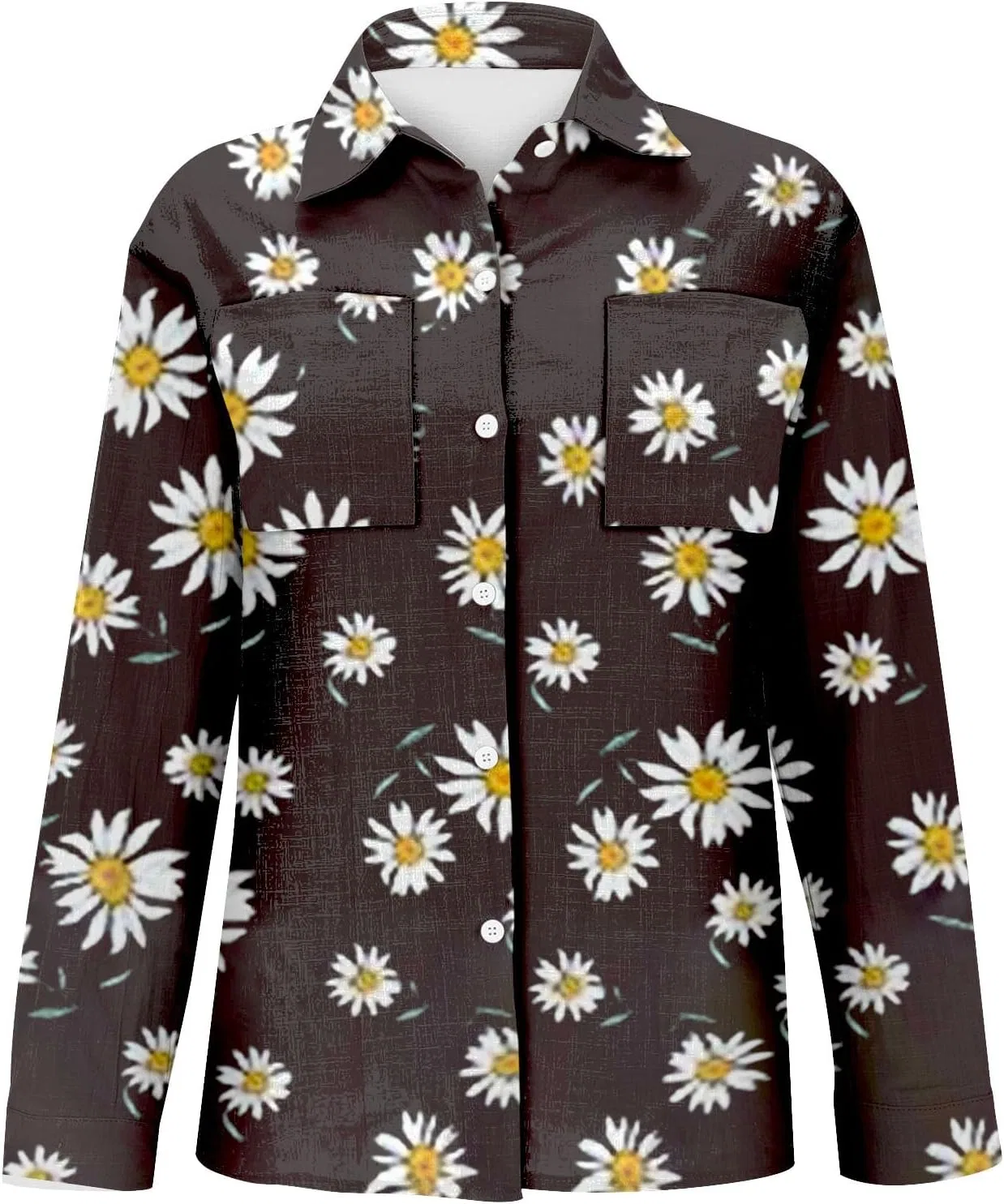 Блуза с цветочным принтом Women's Long Sleeve Printed Button Down Shirt, коричневый — фото 2