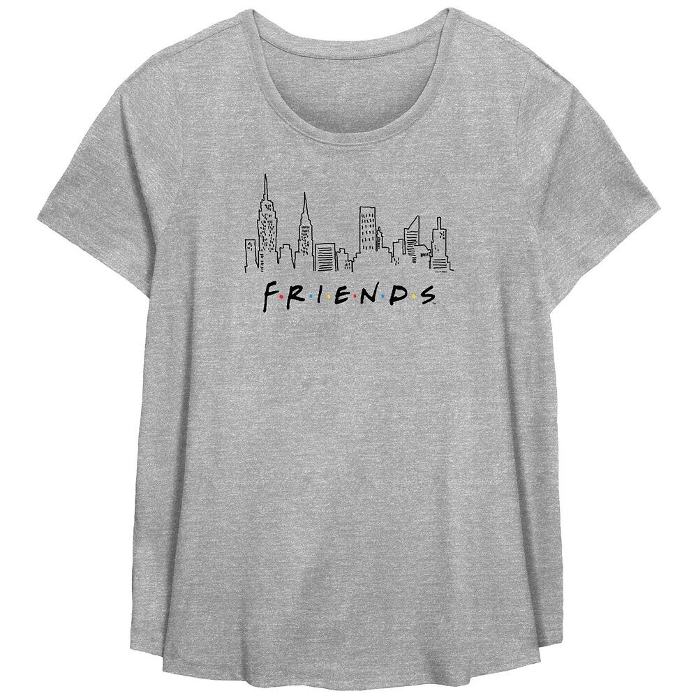 

Футболка больших размеров с графическим рисунком Friends New York City Lines Licensed Character, цвет Heather Gray