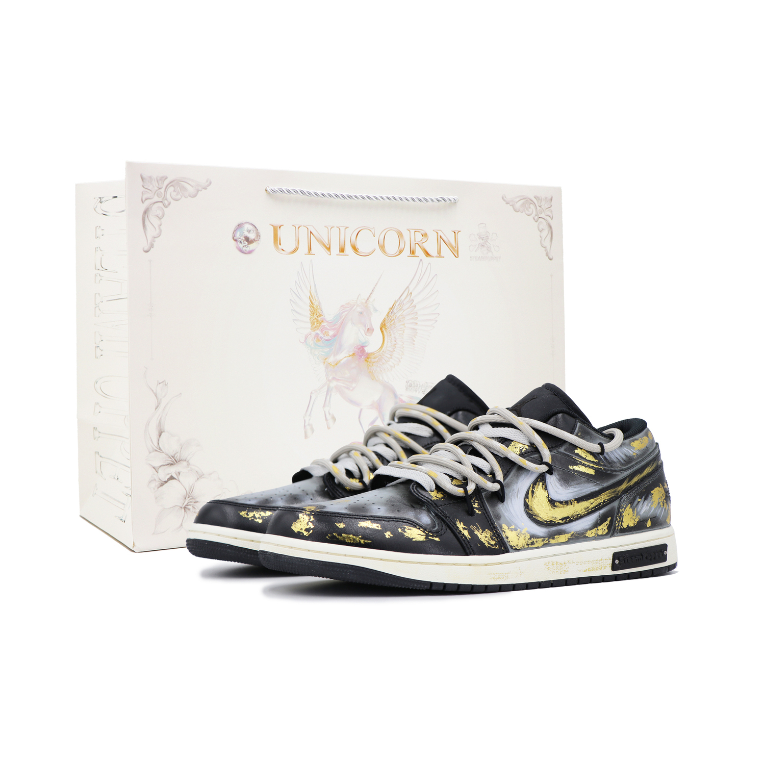 

Air 1 устойчивые к истиранию низкие баскетбольные кроссовки в винтажном стиле мужские черные с золотом Jordan, черный золотой