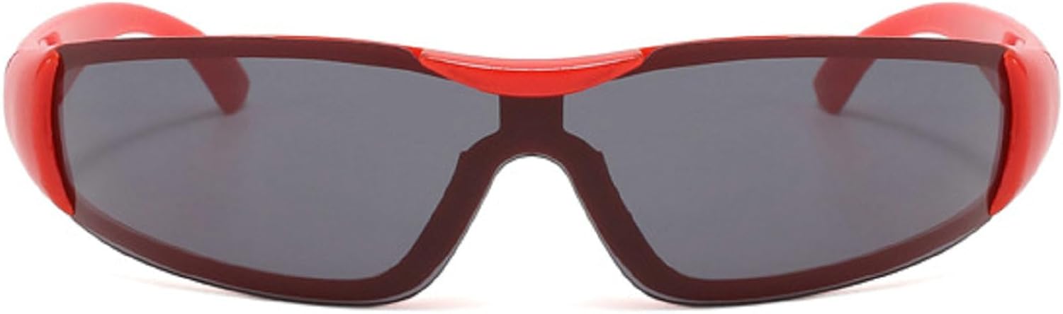 

Солнцезащитные очки в стиле Y2K с обтекаемой формой для женщин и мужчин, модные прямоугольные солнцезащитные очки с защитой от УФ-излучения, для занятий спортом на открытом воздухе и велоспортом mincl, Red Black