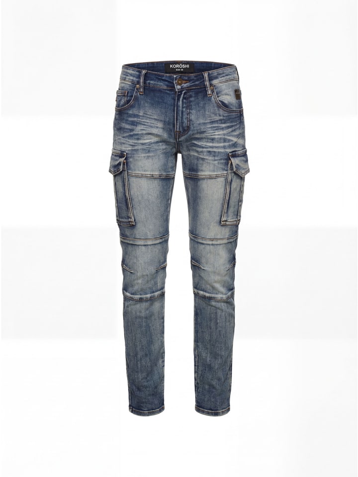 

KOROSHI Узкие джинсы-байкерские синие