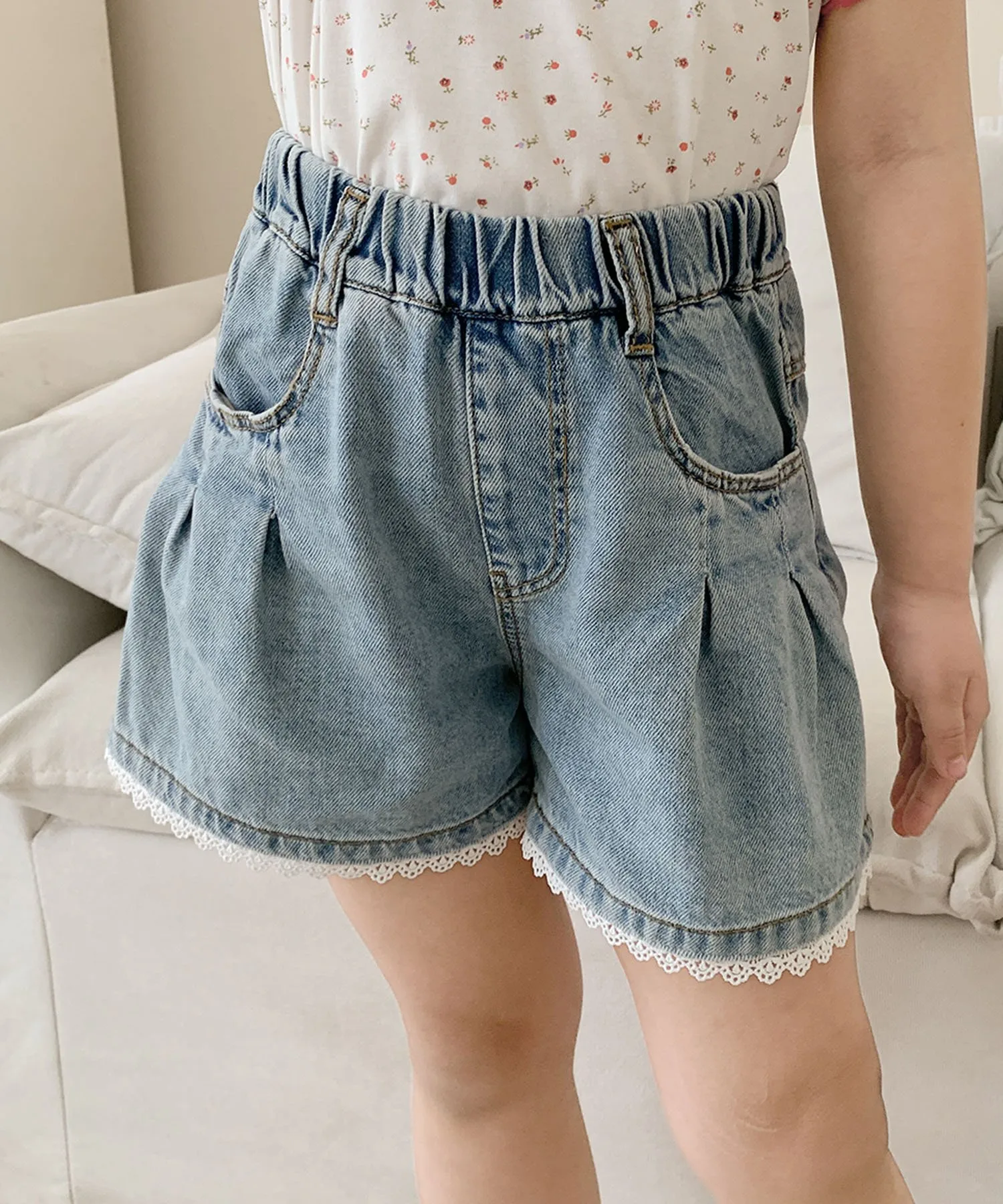 Детские джинсовые шорты-клеш Aimoha Kids, blue — фото 2