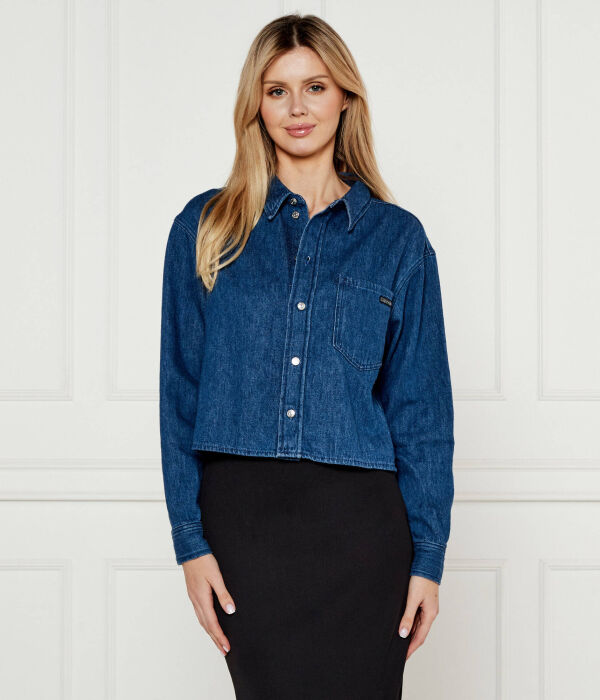 

Рубашка джинсовая Cropped fit Calvin Klein Jeans, синий
