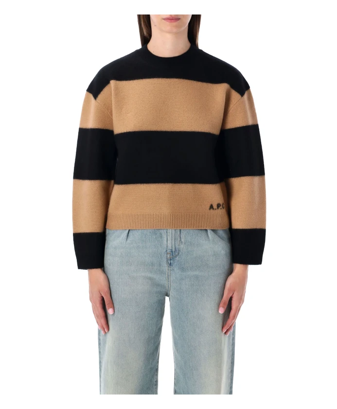 

Полосатый вязаный свитер верблюжьего цвета черный A.P.C., мультиколор