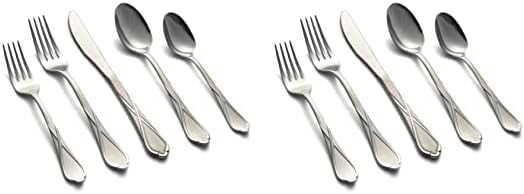 

Набор столовых приборов Cambridge Silversmiths Heather Sand, 20 предметов, нержавеющая сталь, сервиз на 4 персоны, включая вилки/ложки/ножи (2 шт. в упаковке), Brushed Finish