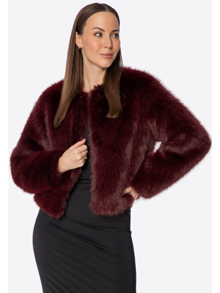 

Короткая женская куртка из искусственного меха темно-красного цвета Wittchen