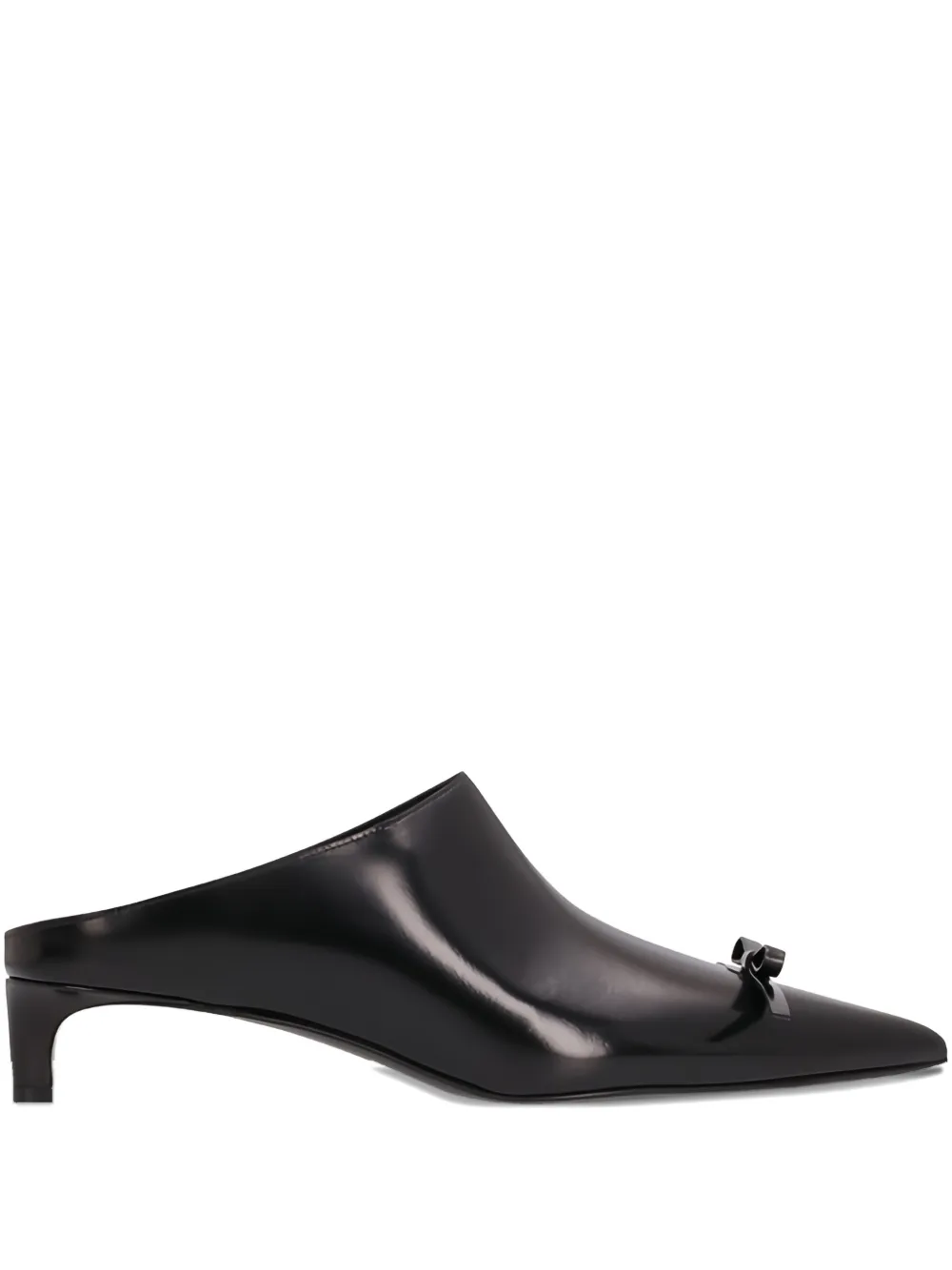 Кожаные мюли с бантом, каблук 25 мм JIL SANDER, черный