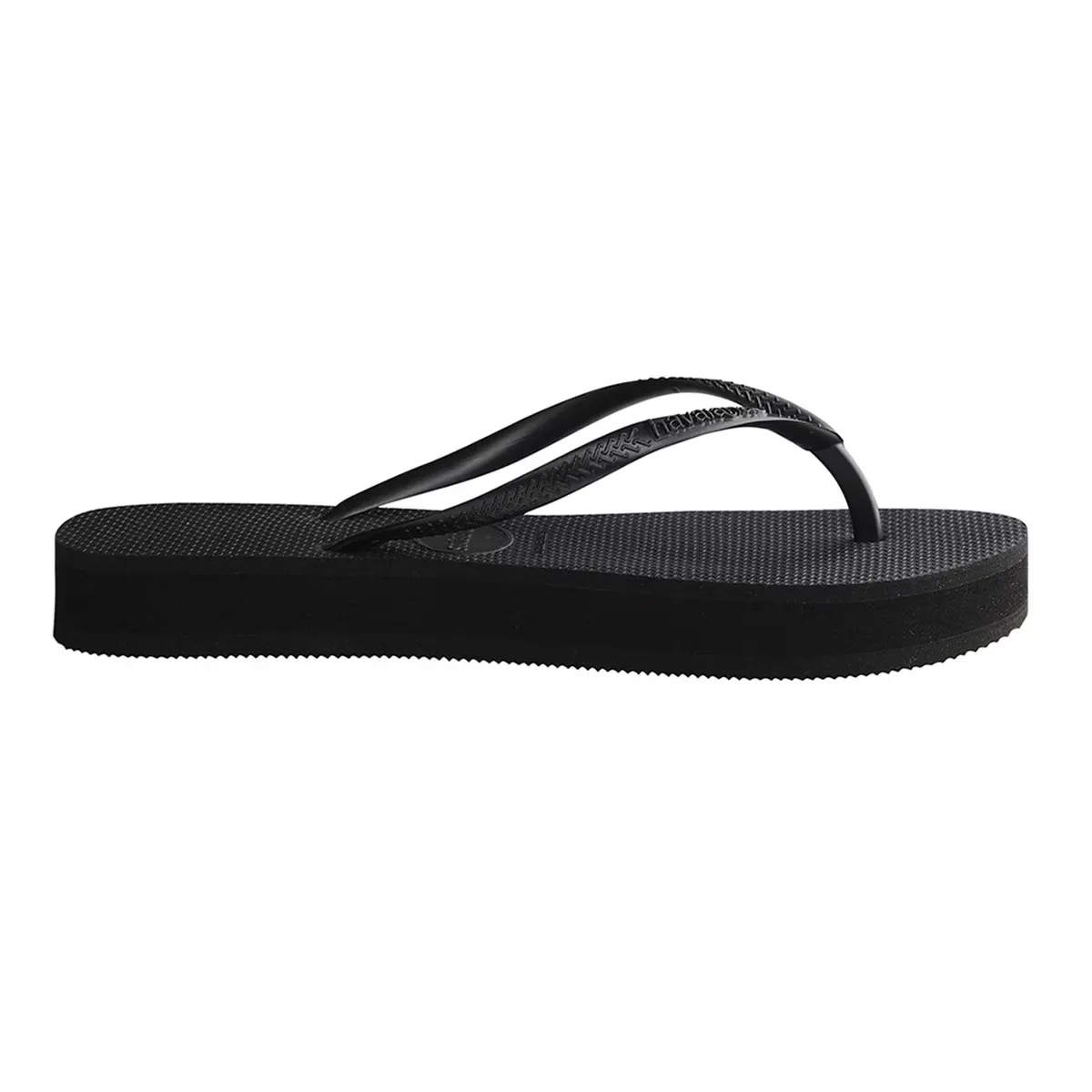 Женские тонкие шлепанцы на плоской подошве Havaianas, чёрный — фото 4