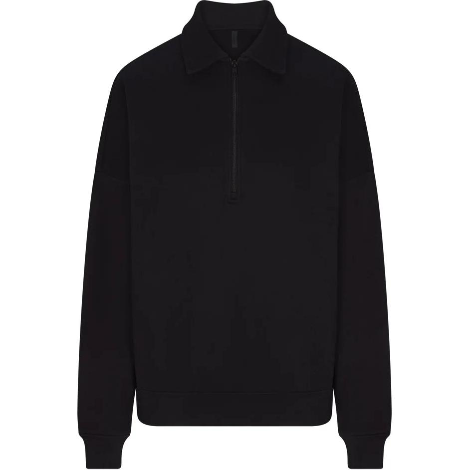 

Skims Толстовка женская COTTON FLEECE OVERSIZED QUARTER ZIP PULLOVER ONYX/Onyx