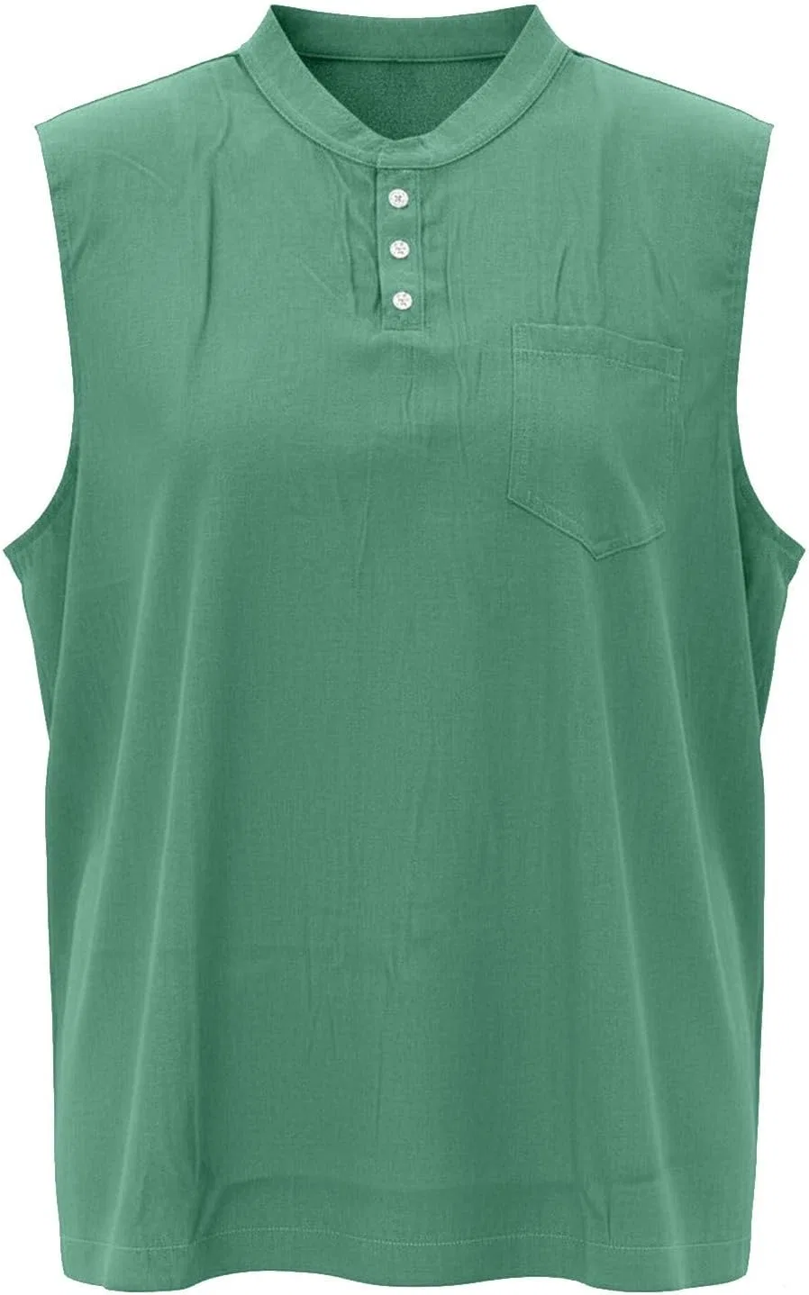 Мужской топ-майка с пуговицами, легкая мускулистая футболка, Mint Green — фото 4