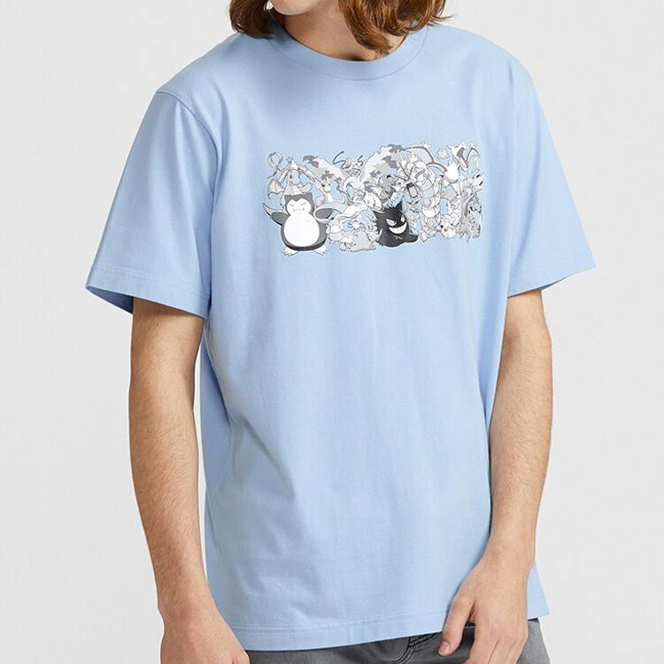 Футболка серии Pokémon Co-Branded, унисекс, бирюзового цвета Uniqlo, голубой — фото 3