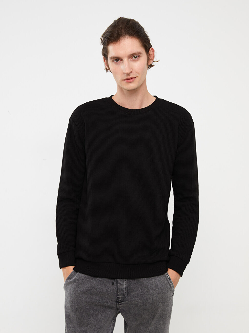 

Мужская толстовка с круглым вырезом и длинными рукавами LCW Casual, новый черный