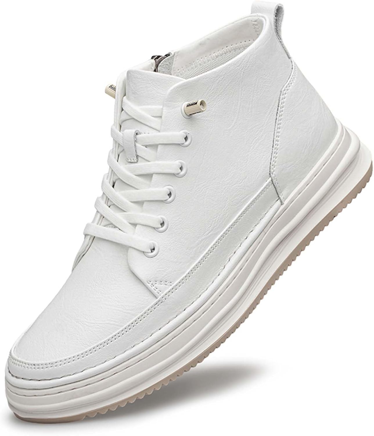 

Мужские ботинки SECHRITE на лифте, полусапожки с невидимым увеличением роста, кожаные повседневные ботинки, повышающие рост на 6 см, белый