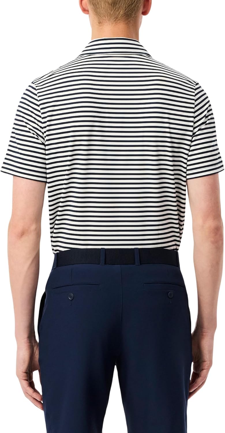 Lacoste мужская спортивная поло Regular Fit с защитой от ультрафиолета для гольфа, Navy Blue/White Striped — фото 3