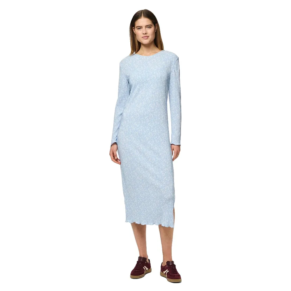 

Платье Pieces Flora long sleeve midi, синий