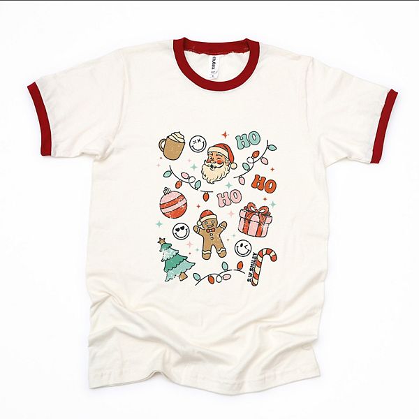 

SWSmiley christmas collage sparkle - женская футболка с контрастной окантовкой Simply Sage Market, Vintage Red