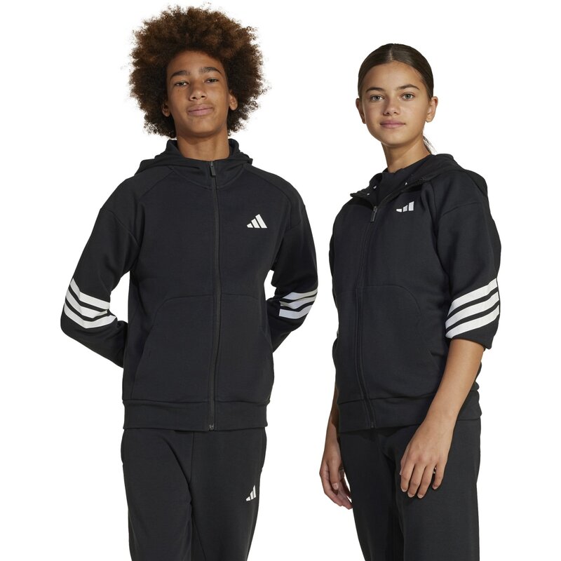 Толстовка с капюшоном Future Icons с тремя полосками для детей Adidas, черный — фото 4