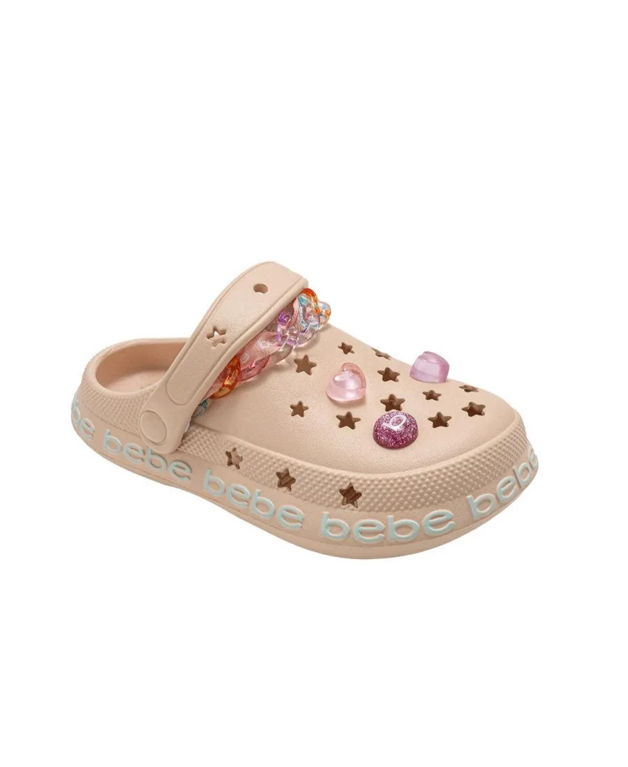 Детские сабо из ЭВА с цепочкой, лентой из грогрена с логотипом и подвесками Bebe, Sand