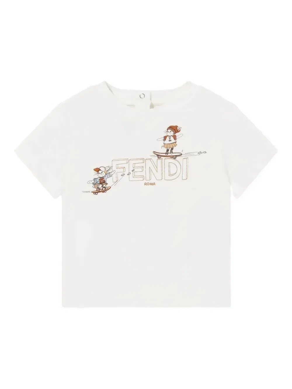 Детская футболка с логотипом и принтом Fendi Kids, белый