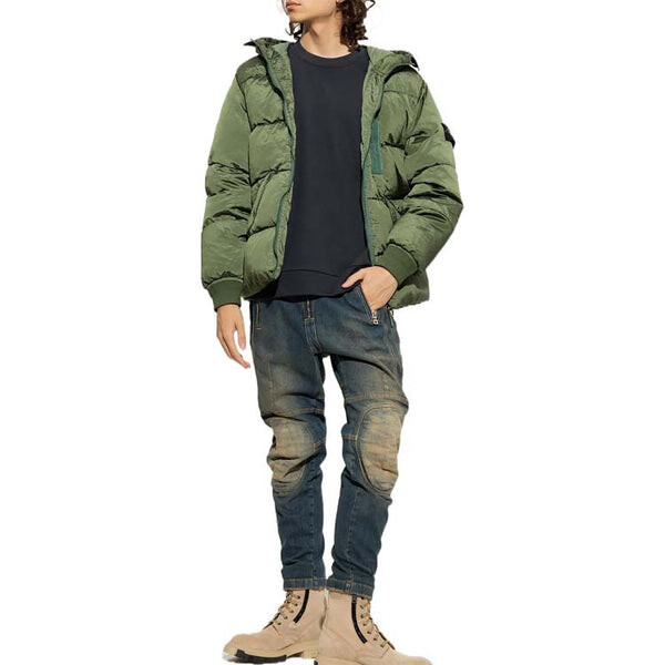 Куртка nylon metal hooded down jacket 'olive green' Stone Island, зеленый — фото 2