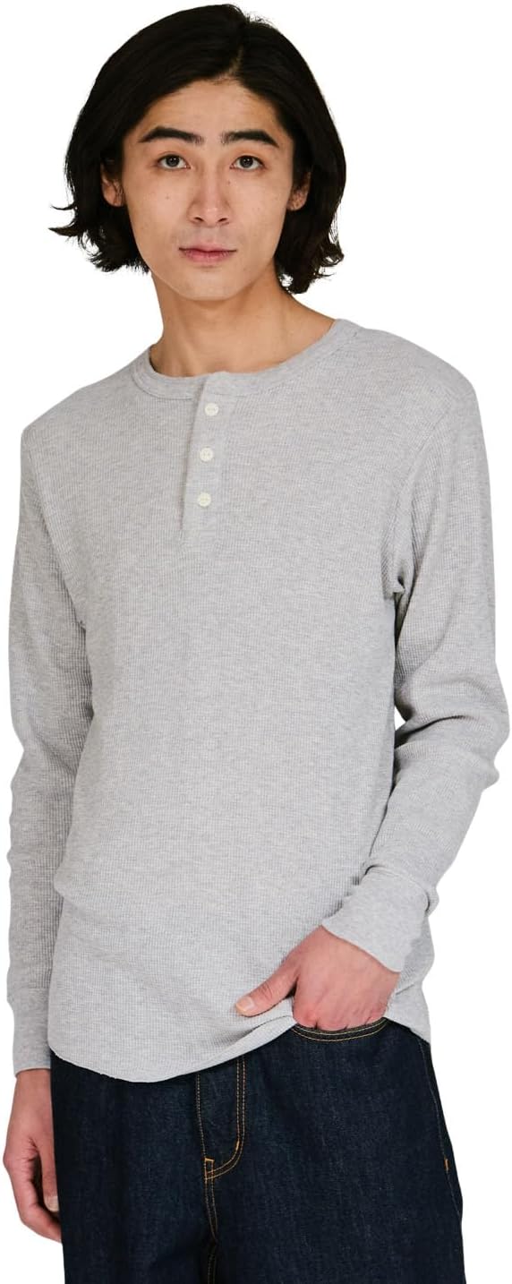 

Мужская футболка с длинным рукавом Hanes, теплое нижнее белье для холодной погоды, изготовлена из мягкой хлопковой смеси с вафельной вязкой, воротник-стойка, HM4-Q502, меланжевый серый