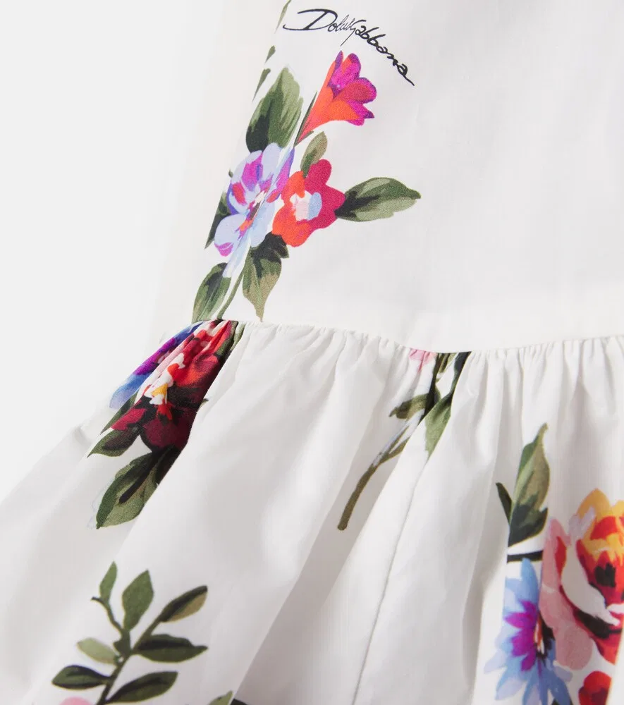 Юбка из хлопкового поплина с цветочным принтом Dolce&Gabbana Kids, мультиколор — фото 3
