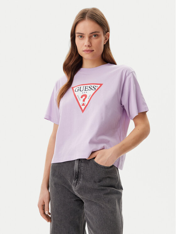 

Футболка свободного кроя W4YI73 K8HM0 Guess Jeans, фиолетовый