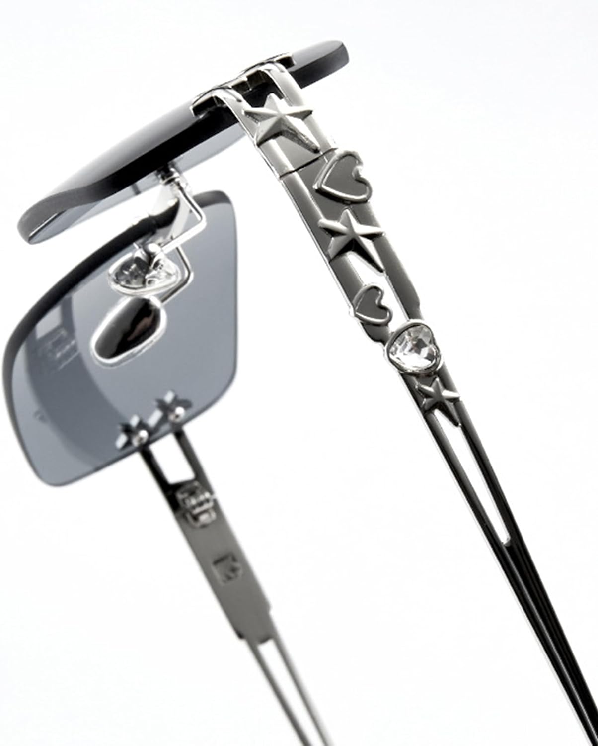 

Солнцезащитные очки Bullabulling Y2k без оправы, прямоугольной формы, для женщин и мужчин, милые, маленькие, прозрачные, без оправы, тонированные линзы, модные очки 2000-х годов, звезда, C4