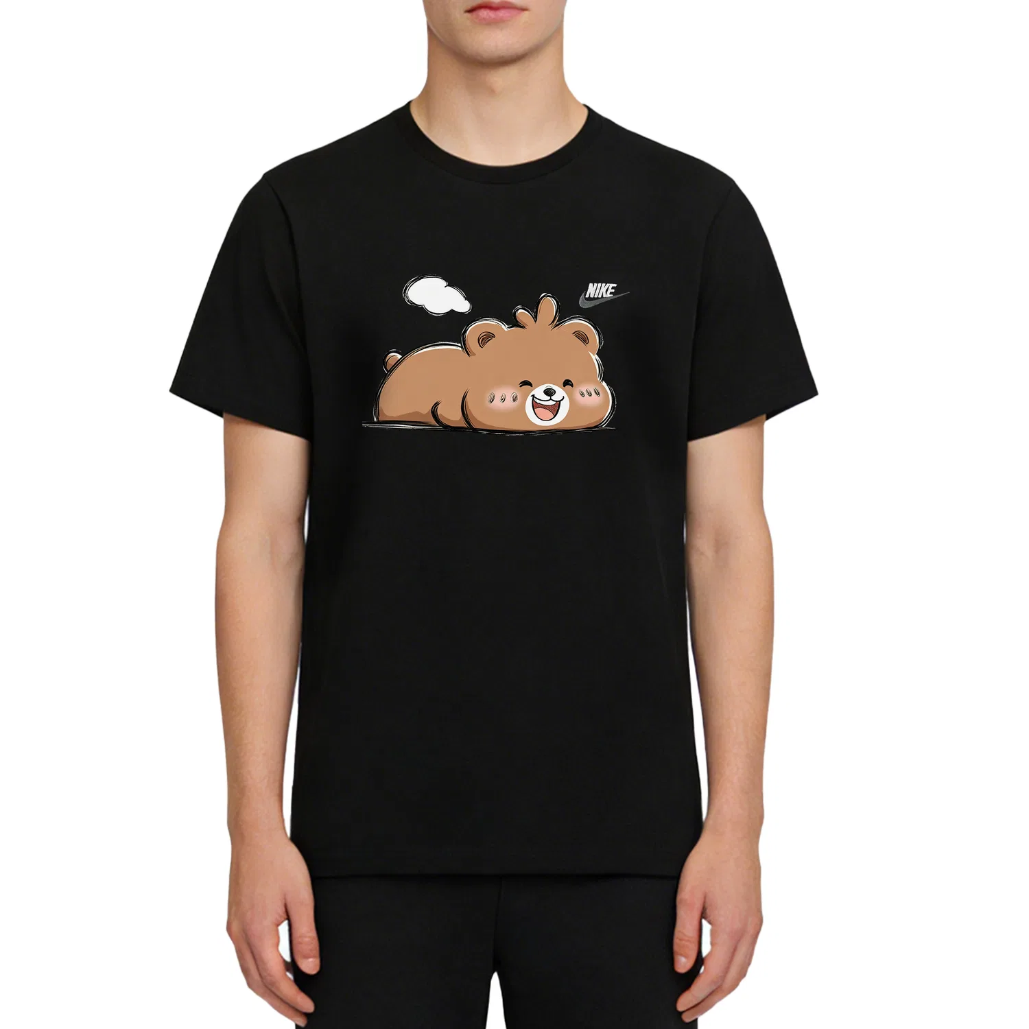 Футболка Nike Sportswear Club с круглым вырезом, черный/белый/темно-серый — фото 4