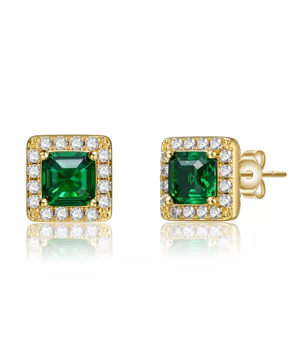 

Стильные квадратные серьги-гвоздики Halo для повседневной носки Rachel Glauber, green