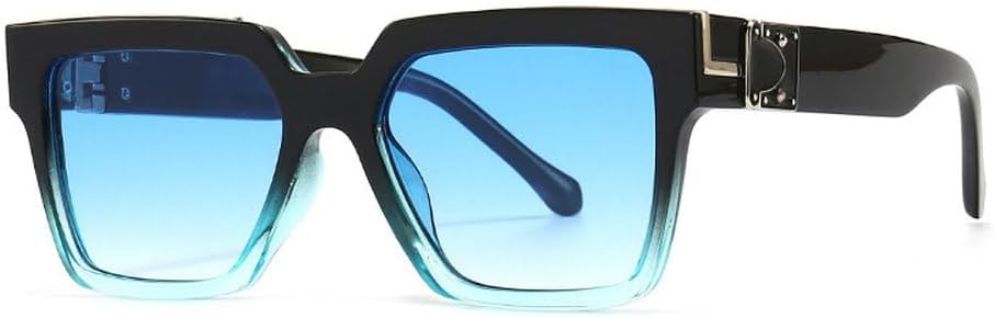 

Ретро квадратные разноцветные женские солнцезащитные очки класса люкс с градиентным зеркальным покрытием и защитой от УФ-излучения UV400, модные мужские солнцезащитные очки HYYZZC, Black Blue Gradient