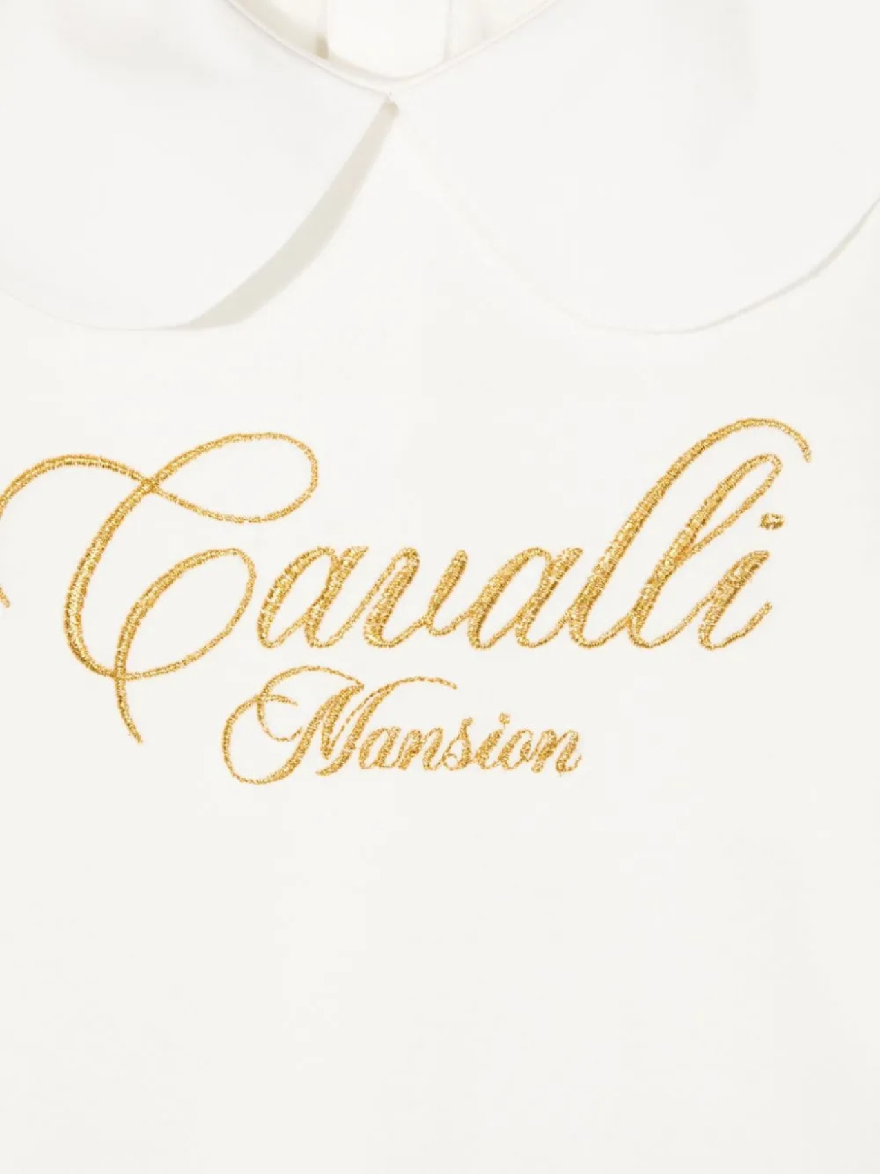 Roberto Cavalli Junior футболка с воротником Питер Пэн и вышитым логотипом, белый — фото 3