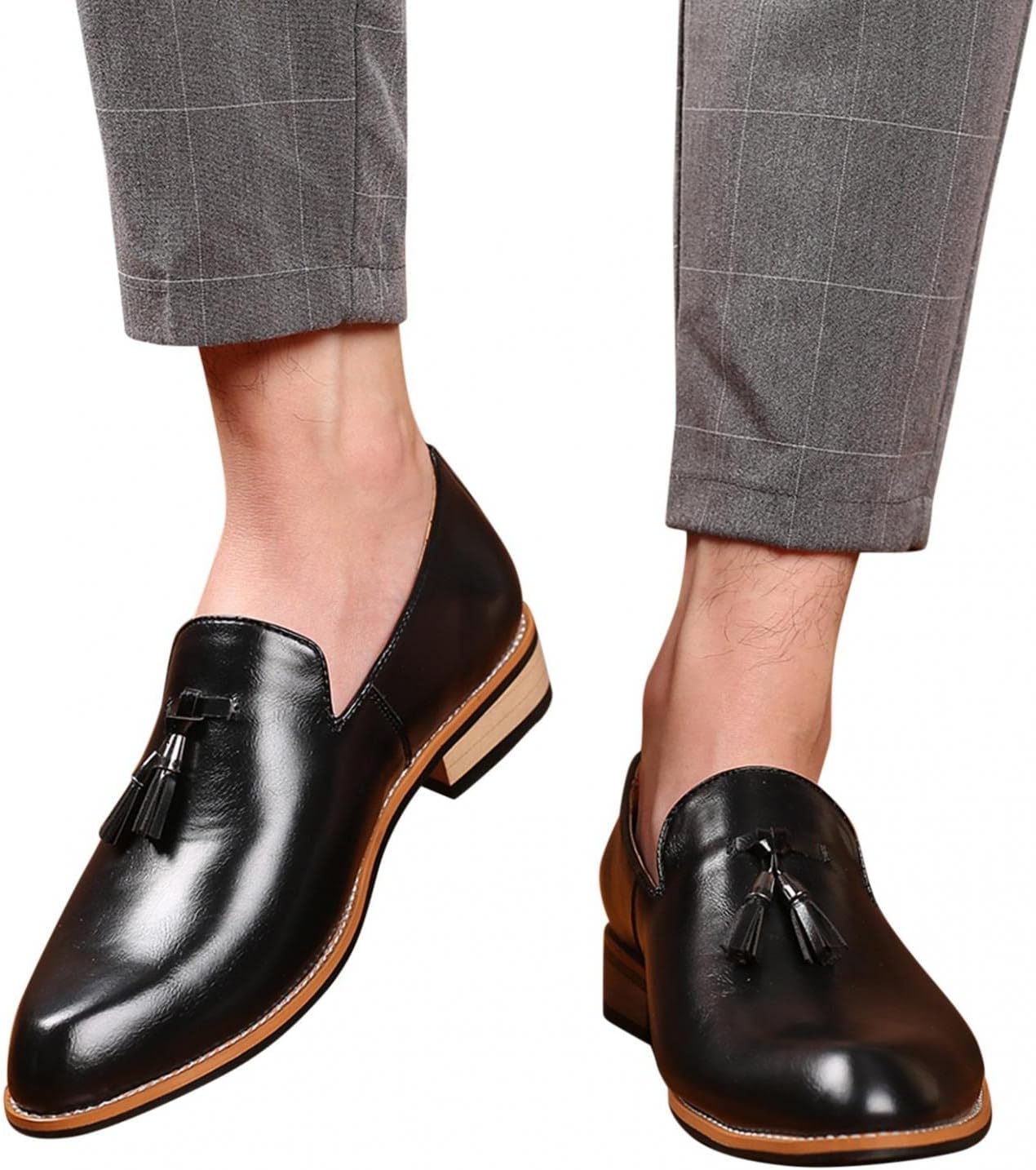 

Мужские деловые туфли Hbeylia Классическая мода С кисточкой и градиентным дизайном Кожаные туфли с заостренным носком Оксфорды Стиль Wingtips Для работы в офисе, свадьбы и вечеринок, черный