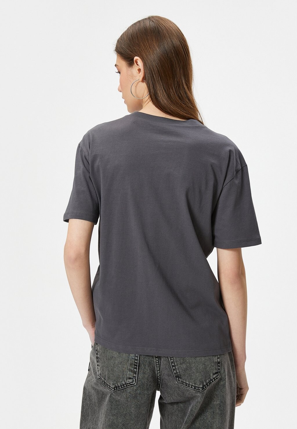 

Футболка с принтом PRINTED RELAX CUT SHORT SLEEVE CREW NECK Koton, антрацит