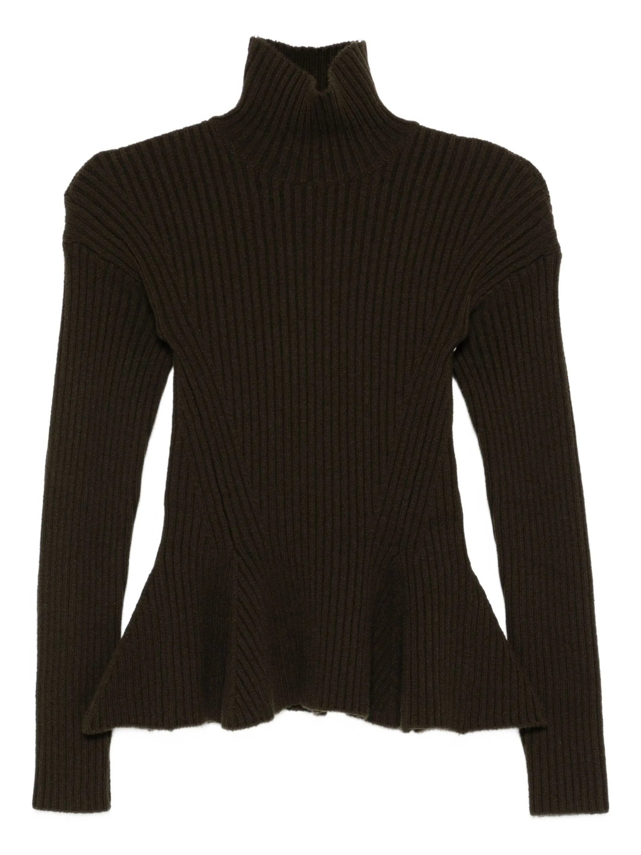 

Водолазка в рубчик с баской Max Mara, зеленый