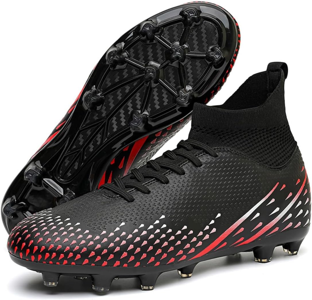 

Легкие профессиональные футбольные бутсы с синтетическим верхом и эластичным поддерживающим воротником для лодыжки, для мужчин и женщин, для тренировок, матчей и игры на искусственном поле, удобная посадка Zixcplaz, черный