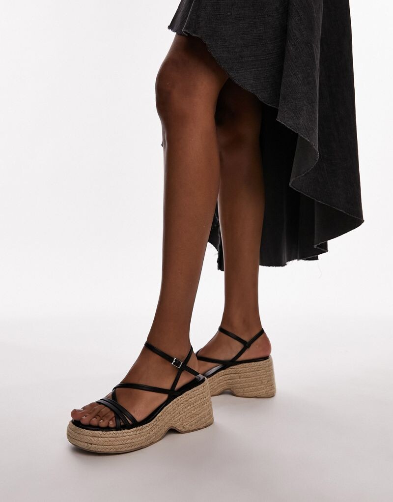 

Черные широкие эспадрильи на танкетке Topshop Jess