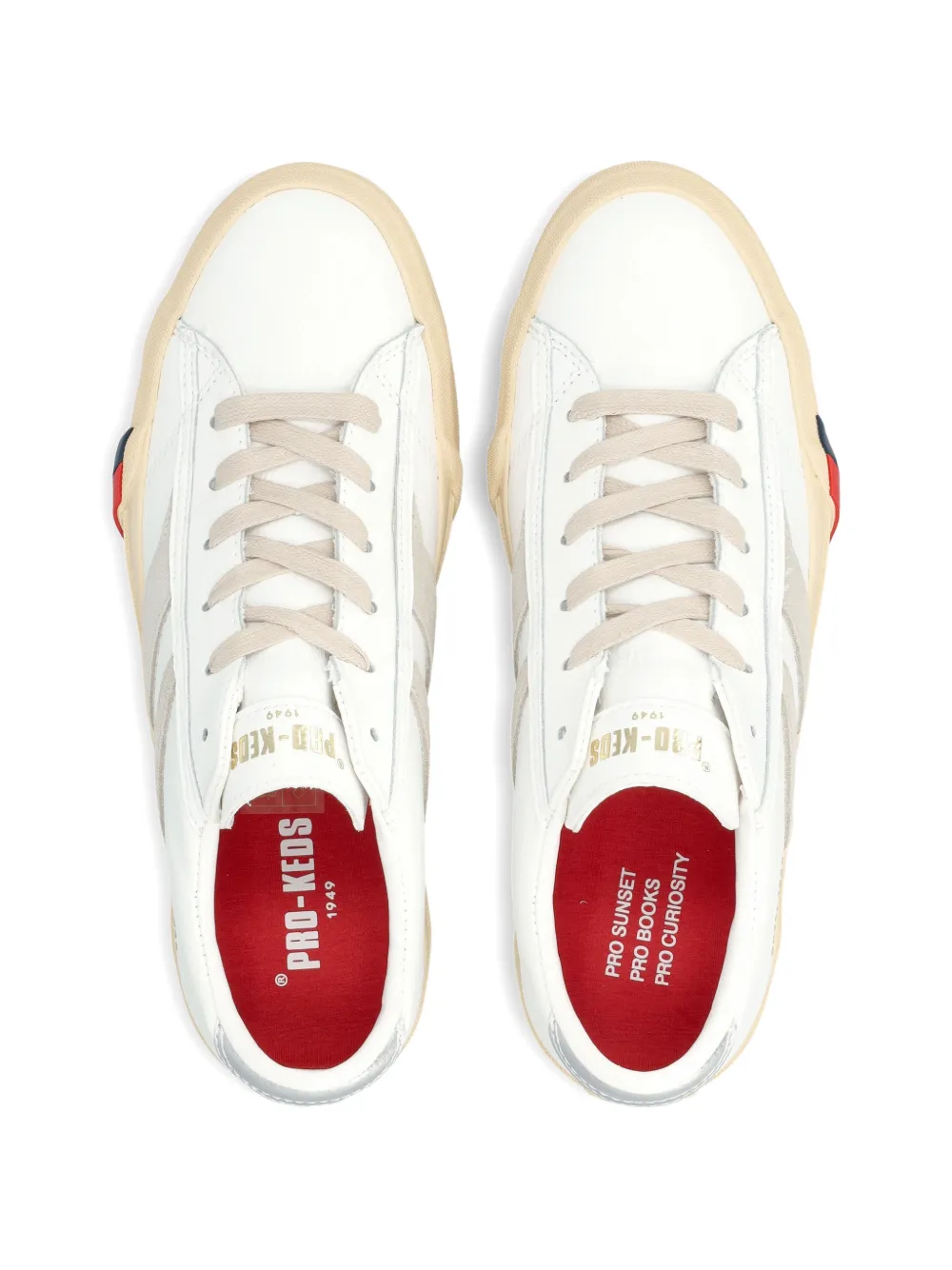 Кожаные кроссовки с полосатыми деталями Pro-Keds, белый — фото 3