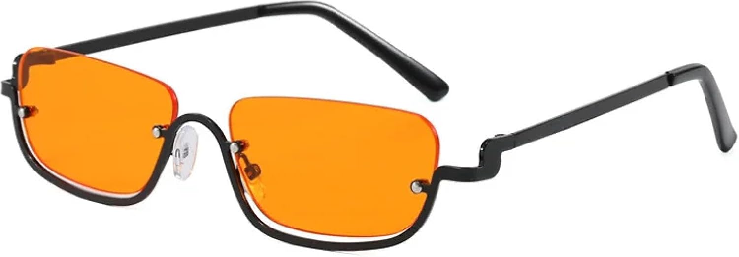 

Винтажные металлические солнцезащитные очки в полуободковой оправе для женщин, мужчин, в стиле панк, популярные, с защитой от ультрафиолета UV400 TKKTLLT, Black-orange