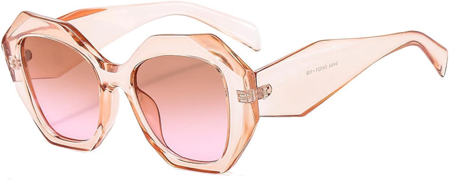 

Ретро большие солнцезащитные очки неправильной формы для женщин, модные очки-гелевые очки, защита от УФ-излучения UV400, градиентные очки для мужчин VVTWSSW, Champagne Tea Pink