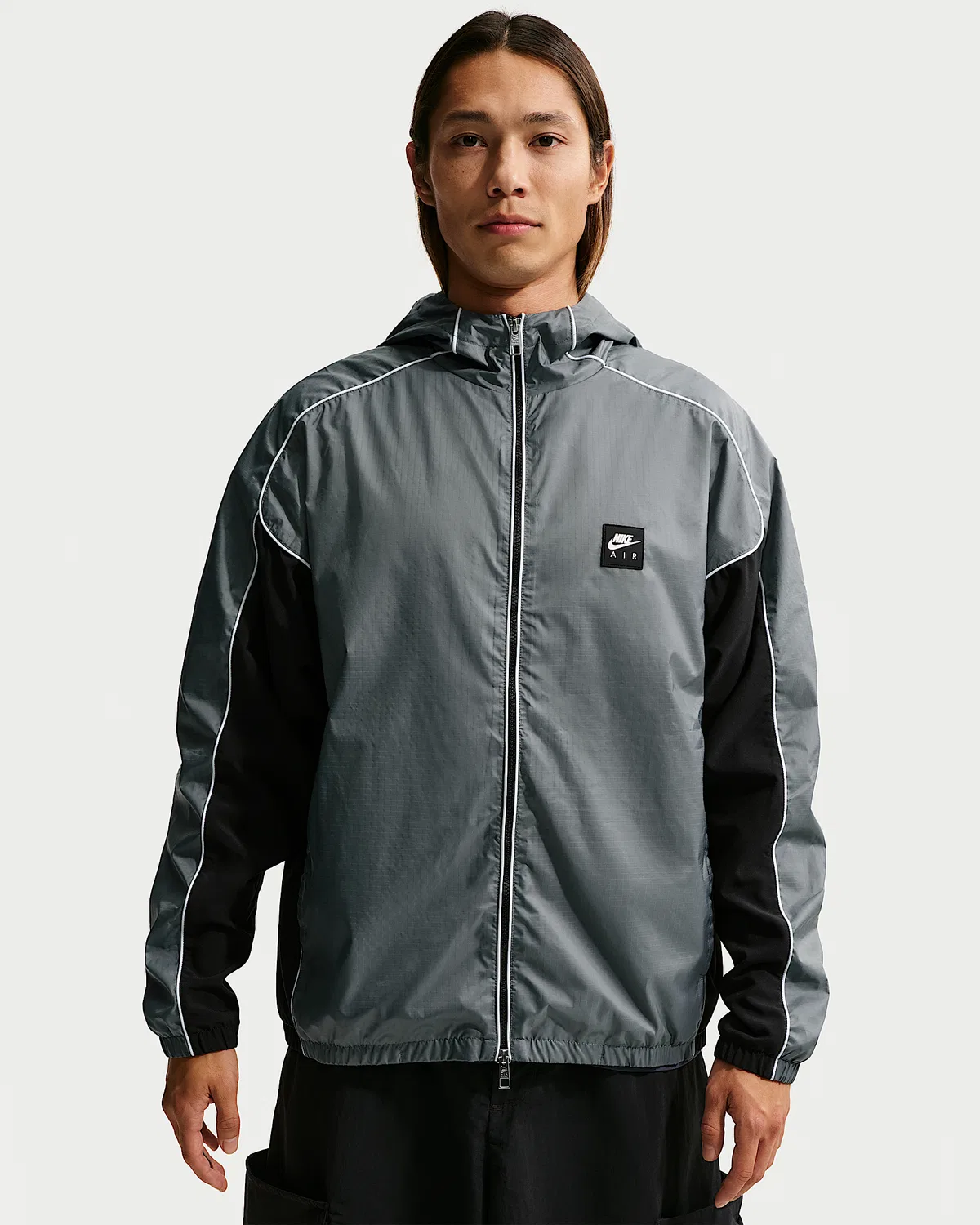 Мужская гибридная куртка Nike Air с полной застежкой-молнией, Smoke Grey/Black/White