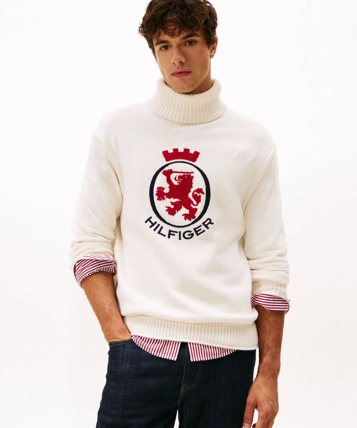 Свитер с графическим принтом Tommy Hilfiger, хлопок, белый