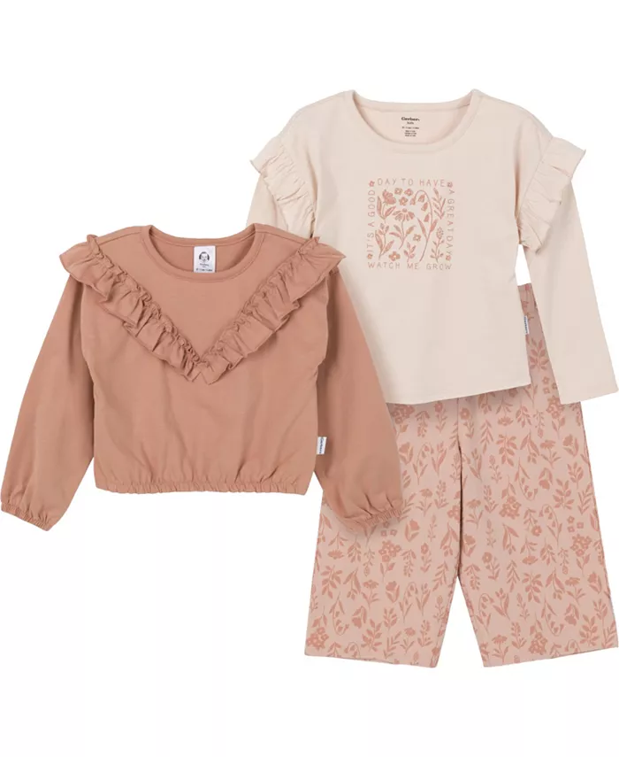 

Комплект для девочки, 3 предмета: топ и штаны Gerber, коричневый